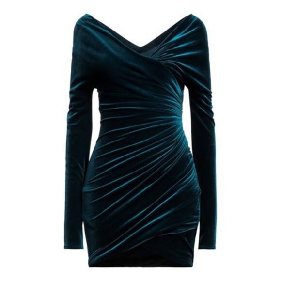 Alexandre Vauthier Velvet Mini Dress Emerald Green Size FR 40/ US 8 Holiday - Picture 1 of 7